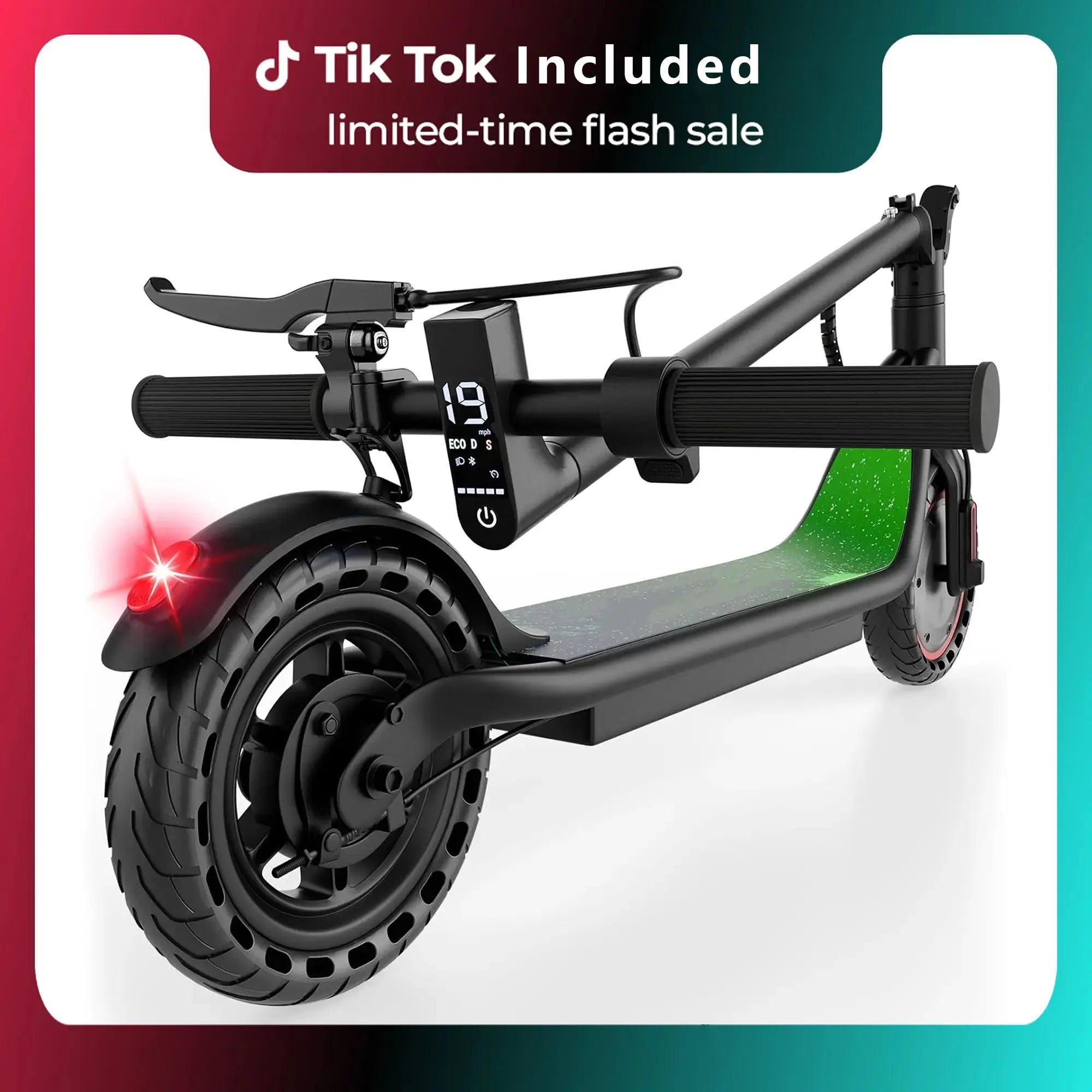 Safe Adult Urban Commuter Electric Scooter with 350W Motor, 19MPH Top Speed, 8.5" Solid Anti-Puncture Tires, Double Braking System, App Control