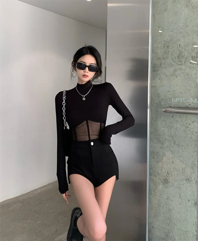 Summer Women T Shirt Woman Clothes Long Sleeve Tops Spring Black Slim Tshirt Female Crop Top Tee Sexy Skinny Y2k