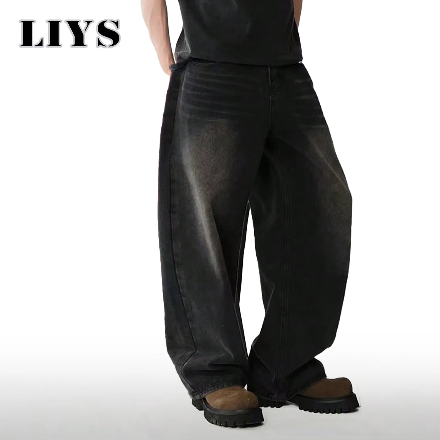 Four Season Men's Jeans Korean Version Student Casual Pants High Street Straight Loose Wide Leg Jeans Black Gray Blue Baggy Jean
