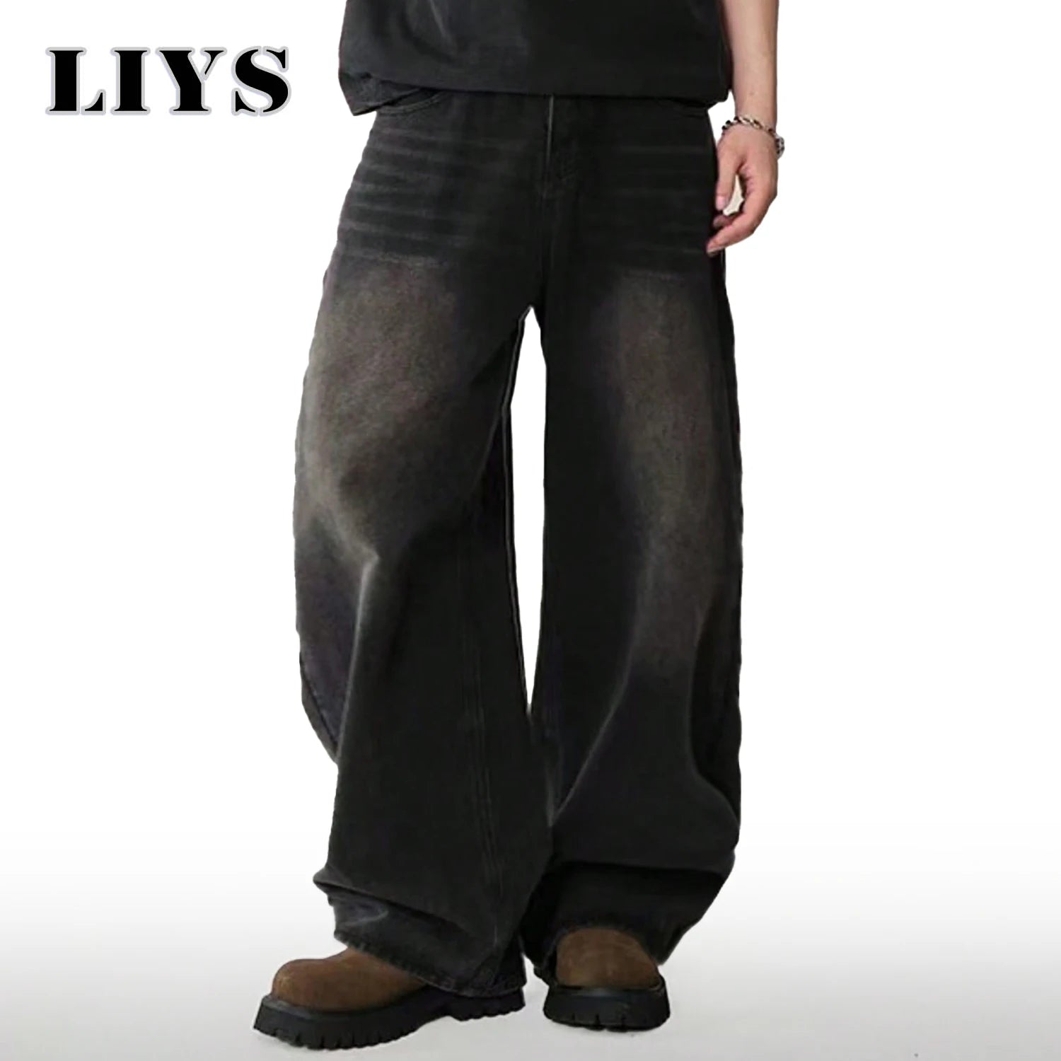 Four Season Men's Jeans Korean Version Student Casual Pants High Street Straight Loose Wide Leg Jeans Black Gray Blue Baggy Jean
