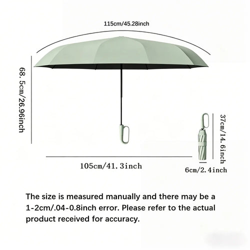 Green Foldable Rainproof Automatic Umbrella, 1 Count Compact Ring-Buckle Windproof Reinforced Pocket Umbrella for Women, Durable Sun-Protection UV Umbrella, Suitable for Rainy Days and Outdoor Use, Wind Resistant Umbrella, Portable Folding Umbrella